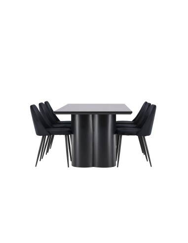 Matgrupp Olivia med Night matstolar, 210 × 100 cm