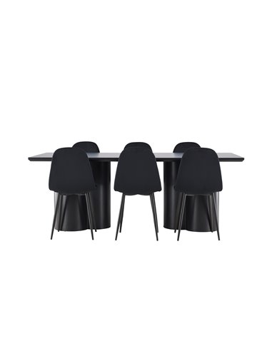 Matgrupp Olivia med Polar matstolar, 210 × 100 cm