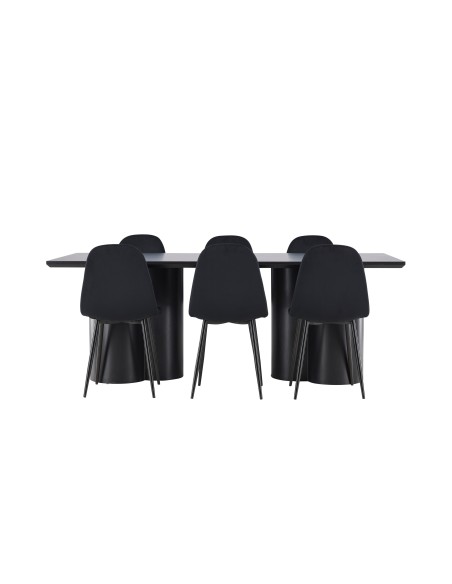 Matgrupp Olivia med Polar matstolar, 210 × 100 cm