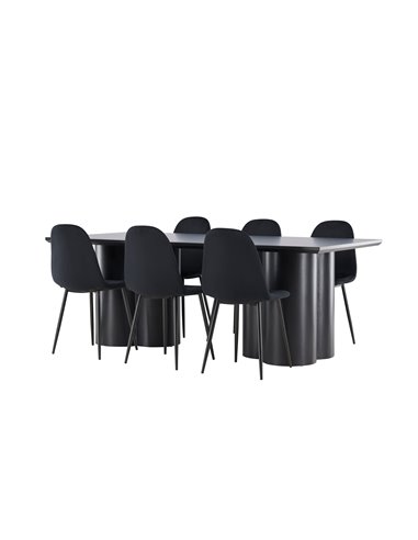 Matgrupp Olivia med Polar matstolar, 210 × 100 cm