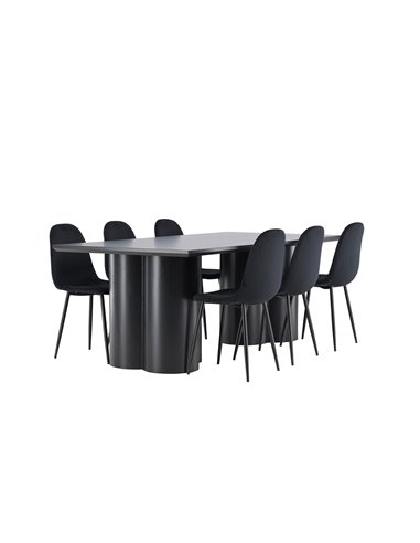 Matgrupp Olivia med Polar matstolar, 210 × 100 cm