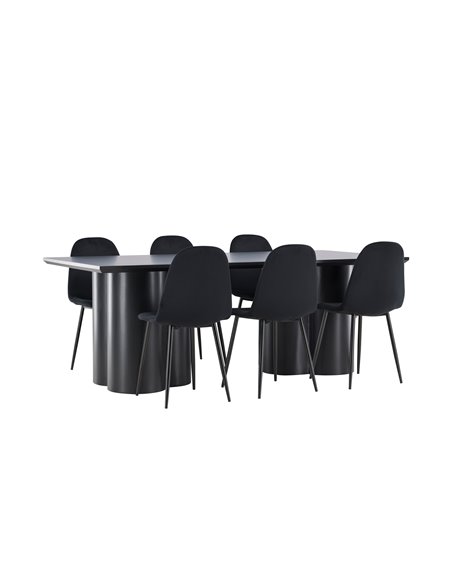 Matgrupp Olivia med Polar matstolar, 210 × 100 cm