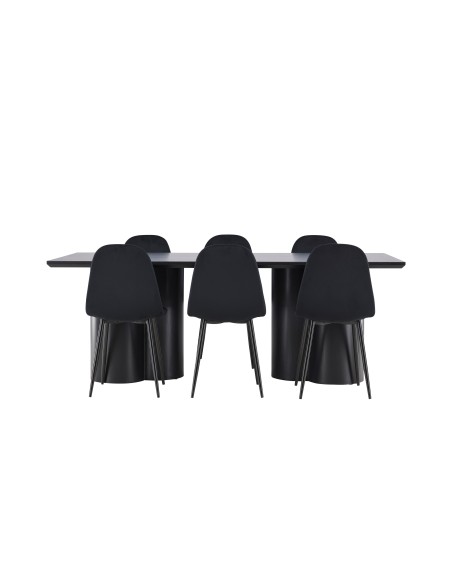 Matgrupp Olivia med Polar matstolar, 210 × 100 cm