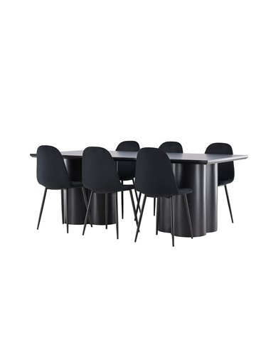 Matgrupp Olivia med Polar matstolar, 210 × 100 cm