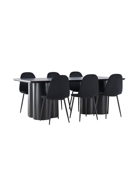Matgrupp Olivia med Polar matstolar, 210 × 100 cm