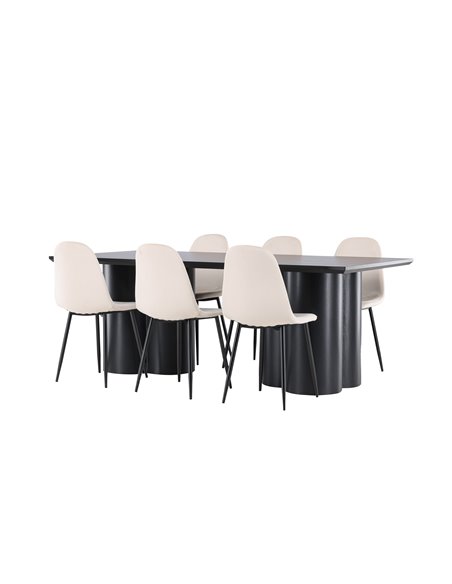 Matgrupp Olivia med Polar matstolar, 210 × 100 cm