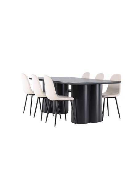 Matgrupp Olivia med Polar matstolar, 210 × 100 cm