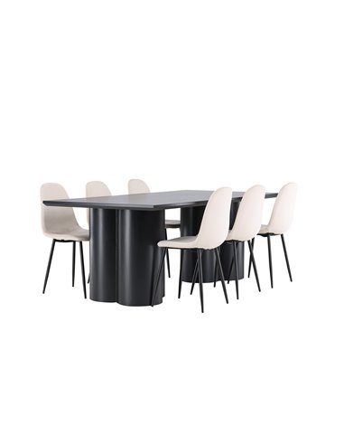 Matgrupp Olivia med Polar matstolar, 210 × 100 cm