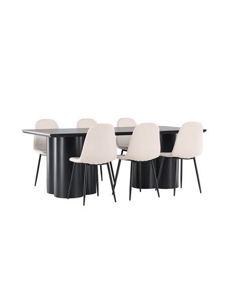 Matgrupp Olivia med Polar matstolar, 210 × 100 cm
