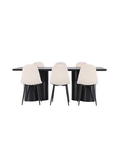 Matgrupp Olivia med Polar matstolar, 210 × 100 cm