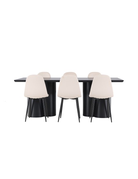 Matgrupp Olivia med Polar matstolar, 210 × 100 cm