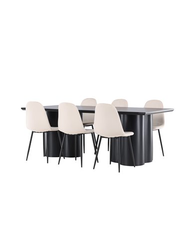 Matgrupp Olivia med Polar matstolar, 210 × 100 cm
