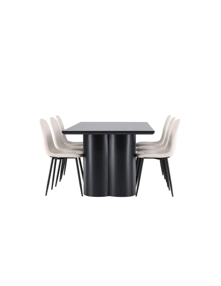 Matgrupp Olivia med Polar matstolar, 210 × 100 cm