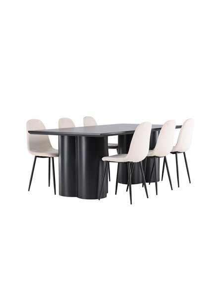 Matgrupp Olivia med Polar matstolar, 210 × 100 cm