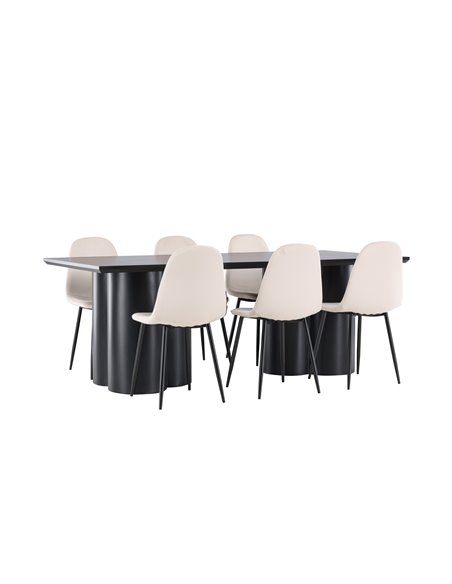 Matgrupp Olivia med Polar matstolar, 210 × 100 cm