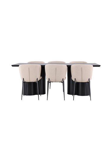 Matgrupp Olivia med Modesto matstolar, 210 × 100 cm