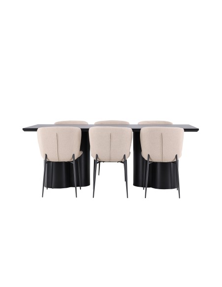 Matgrupp Olivia med Modesto matstolar, 210 × 100 cm