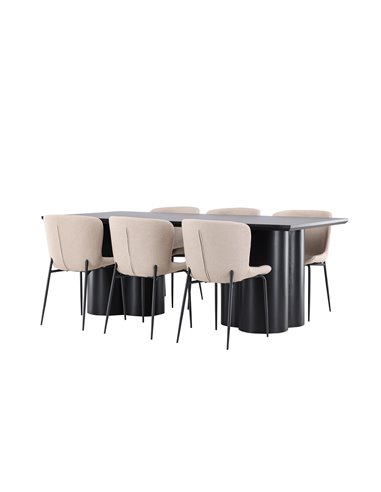 Matgrupp Olivia med Modesto matstolar, 210 × 100 cm