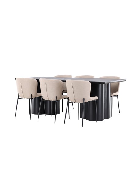 Matgrupp Olivia med Modesto matstolar, 210 × 100 cm