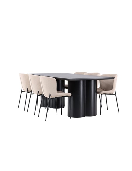 Matgrupp Olivia med Modesto matstolar, 210 × 100 cm