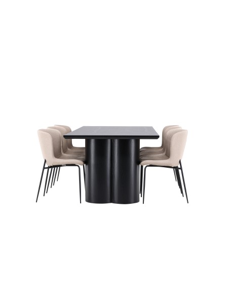 Matgrupp Olivia med Modesto matstolar, 210 × 100 cm