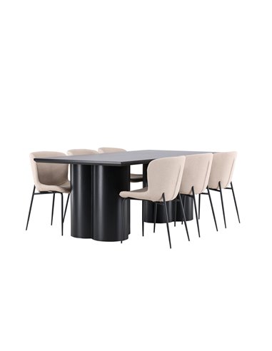 Matgrupp Olivia med Modesto matstolar, 210 × 100 cm