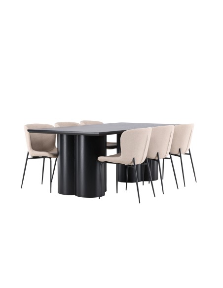 Matgrupp Olivia med Modesto matstolar, 210 × 100 cm