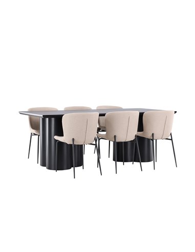 Matgrupp Olivia med Modesto matstolar, 210 × 100 cm
