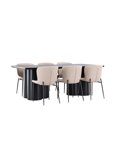 Matgrupp Olivia med Modesto matstolar, 210 × 100 cm