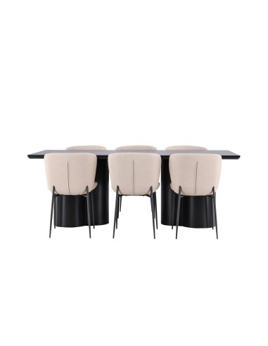 Matgrupp Olivia med Modesto matstolar, 210 × 100 cm