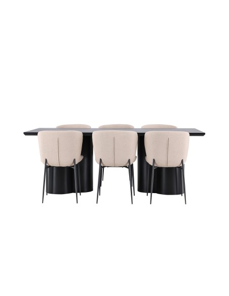Matgrupp Olivia med Modesto matstolar, 210 × 100 cm