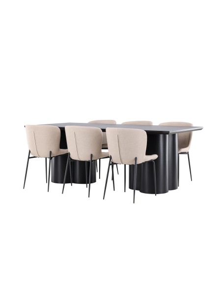 Matgrupp Olivia med Modesto matstolar, 210 × 100 cm