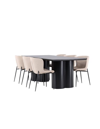 Matgrupp Olivia med Modesto matstolar, 210 × 100 cm