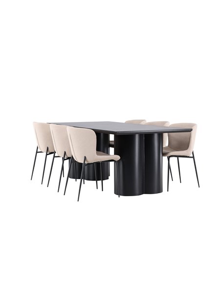 Matgrupp Olivia med Modesto matstolar, 210 × 100 cm