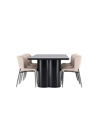 Matgrupp Olivia med Modesto matstolar, 210 × 100 cm