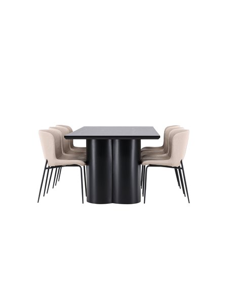Matgrupp Olivia med Modesto matstolar, 210 × 100 cm