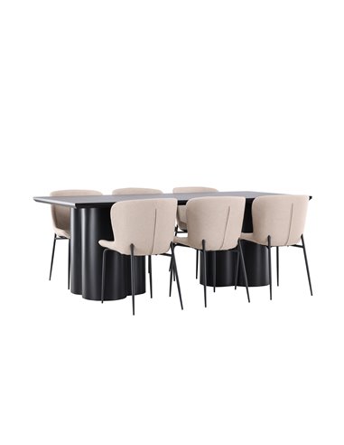 Matgrupp Olivia med Modesto matstolar, 210 × 100 cm