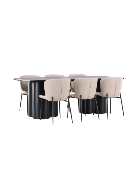 Matgrupp Olivia med Modesto matstolar, 210 × 100 cm