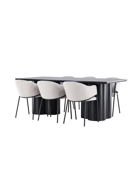 Matgrupp Olivia med Evelina matstolar, 210 × 100 cm