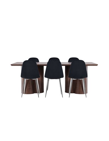 Matgrupp Olivia med Polar matstolar, 210 × 100 cm