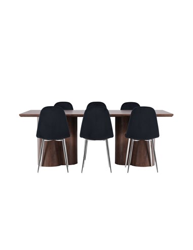 Matgrupp Olivia med Polar matstolar, 210 × 100 cm