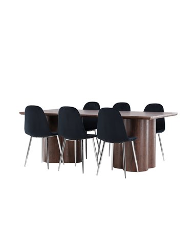 Matgrupp Olivia med Polar matstolar, 210 × 100 cm