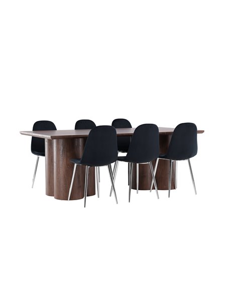 Matgrupp Olivia med Polar matstolar, 210 × 100 cm