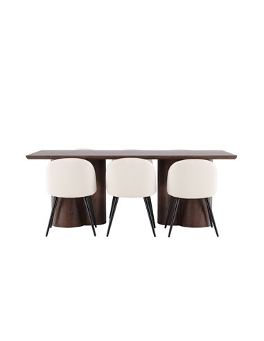 Matgrupp Olivia med Velvet matstolar, 210 × 100 cm
