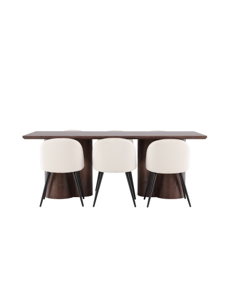 Matgrupp Olivia med Velvet matstolar, 210 × 100 cm