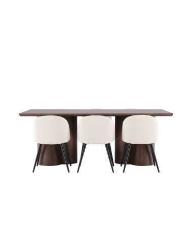 Matgrupp Olivia med Velvet matstolar, 210 × 100 cm