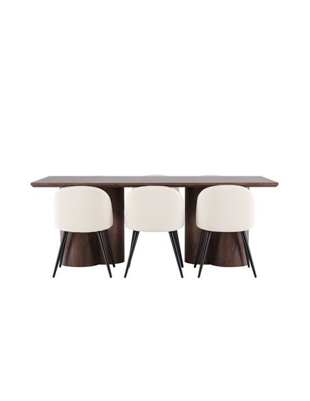 Matgrupp Olivia med Velvet matstolar, 210 × 100 cm
