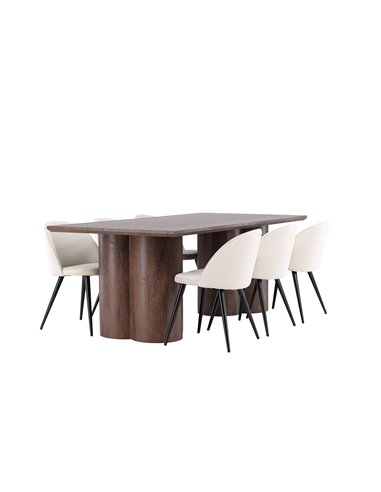 Matgrupp Olivia med Velvet matstolar, 210 × 100 cm