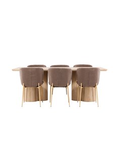 Matgrupp Olivia med Modesto matstolar, 210 × 100 cm