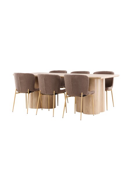 Matgrupp Olivia med Modesto matstolar, 210 × 100 cm